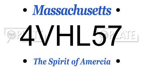 4VHL57 Massachusetts License Plate
