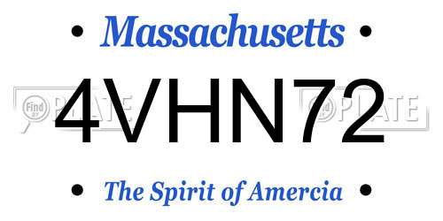 4VHN72 Massachusetts License Plate