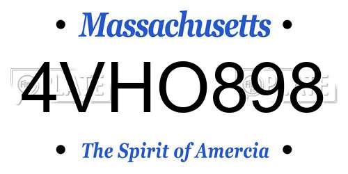 4VHO898 Massachusetts License Plate