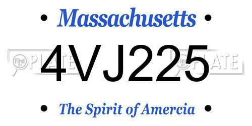 4VJ225 Massachusetts License Plate