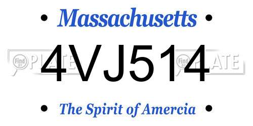4VJ514 Massachusetts License Plate