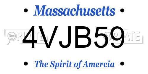 4VJB59 Massachusetts License Plate