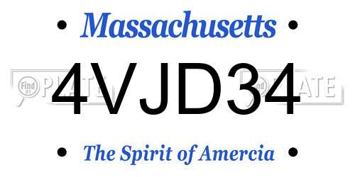 4VJD34 Massachusetts License Plate