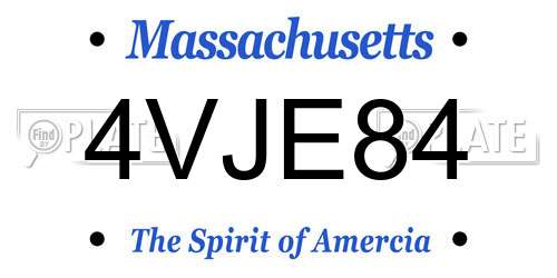 4VJE84 Massachusetts License Plate