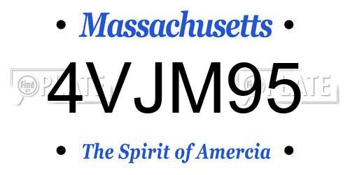 4VJM95 Massachusetts License Plate