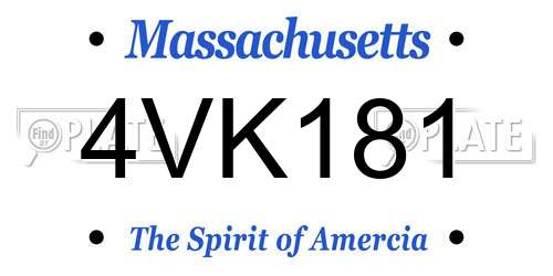 4VK181 Massachusetts License Plate
