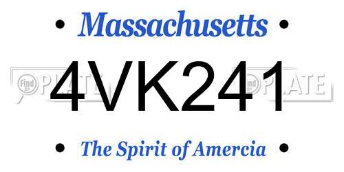 4VK241 Massachusetts License Plate