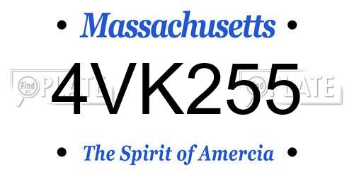 4VK255 Massachusetts License Plate