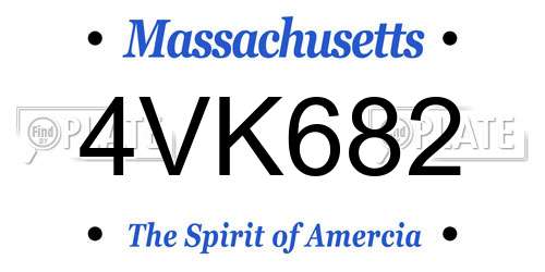 4VK682 Massachusetts License Plate