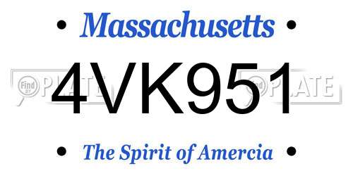 4VK951 Massachusetts License Plate