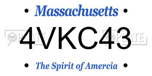 4VKC43 Massachusetts License Plate