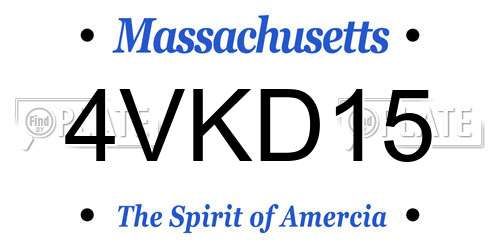 4VKD15 Massachusetts License Plate
