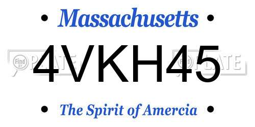 4VKH45 Massachusetts License Plate
