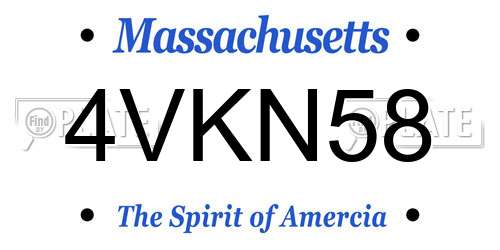 4VKN58 Massachusetts License Plate