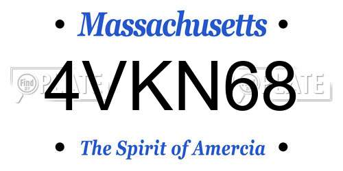 4VKN68 Massachusetts License Plate
