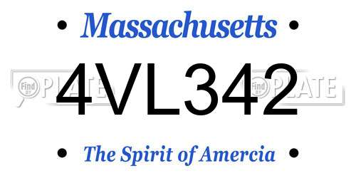 4VL342 Massachusetts License Plate