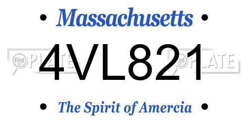 4VL821 Massachusetts License Plate