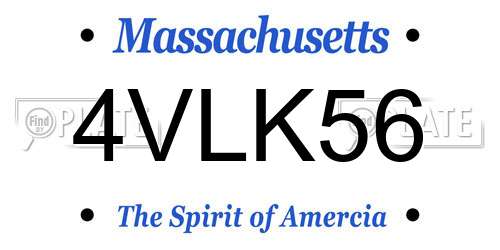 4VLK56 Massachusetts License Plate
