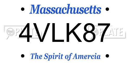 4VLK87 Massachusetts License Plate