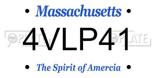 4VLP41 Massachusetts License Plate