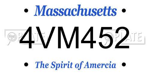 4VM452 Massachusetts License Plate