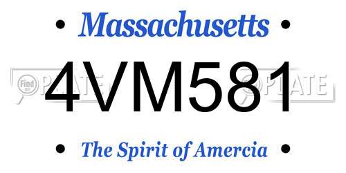 4VM581 Massachusetts License Plate