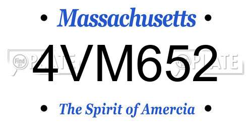 4VM652 Massachusetts License Plate