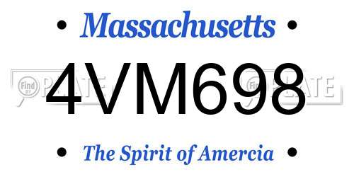 4VM698 Massachusetts License Plate
