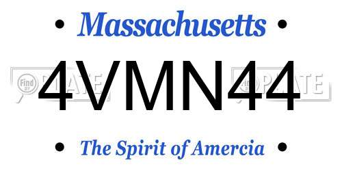 4VMN44 Massachusetts License Plate