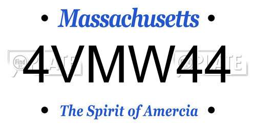 4VMW44 Massachusetts License Plate