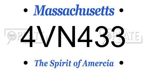 4VN433 Massachusetts License Plate