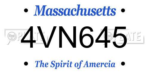 4VN645 Massachusetts License Plate