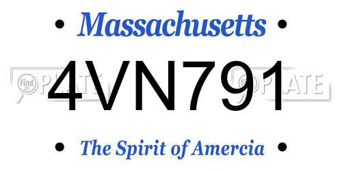 4VN791 Massachusetts License Plate