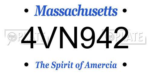 4VN942 Massachusetts License Plate
