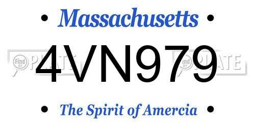 4VN979 Massachusetts License Plate