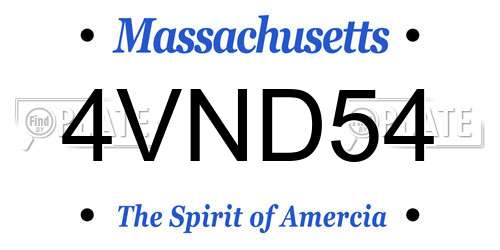 4VND54 Massachusetts License Plate