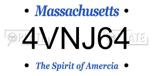 4VNJ64 Massachusetts License Plate