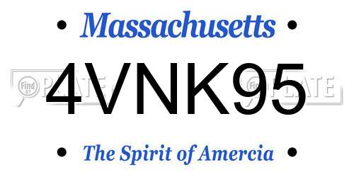 4VNK95 Massachusetts License Plate
