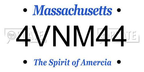 4VNM44 Massachusetts License Plate