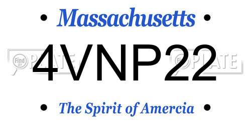 4VNP22 Massachusetts License Plate