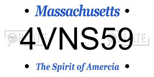 4VNS59 Massachusetts License Plate