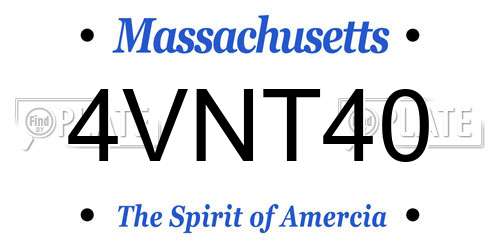 4VNT40 Massachusetts License Plate