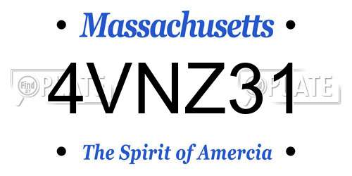 4VNZ31 Massachusetts License Plate