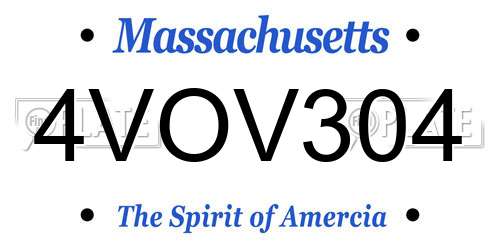 4VOV304 Massachusetts License Plate