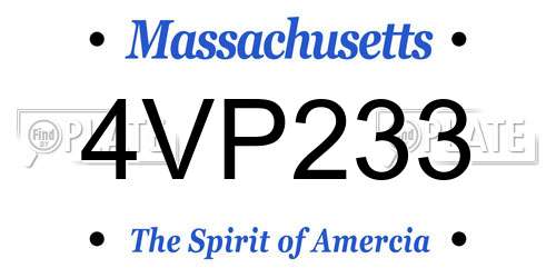 4VP233 Massachusetts License Plate