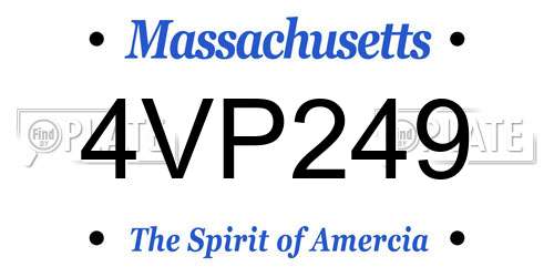 4VP249 Massachusetts License Plate