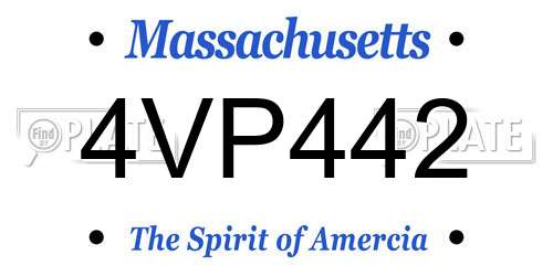 4VP442 Massachusetts License Plate