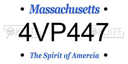 4VP447 Massachusetts License Plate