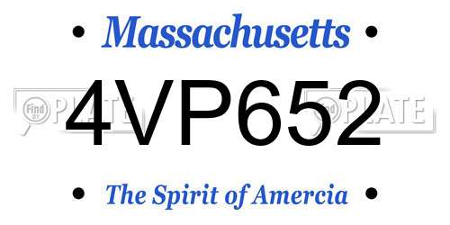 4VP652 Massachusetts License Plate
