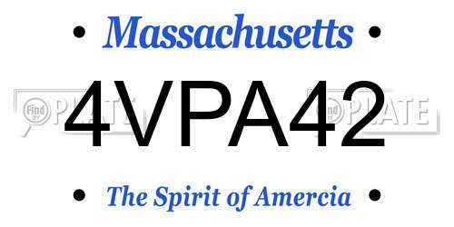 4VPA42 Massachusetts License Plate